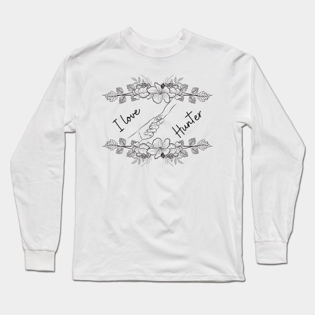 I Love Hunter Floral Design Long Sleeve T-Shirt by NICHE&NICHE